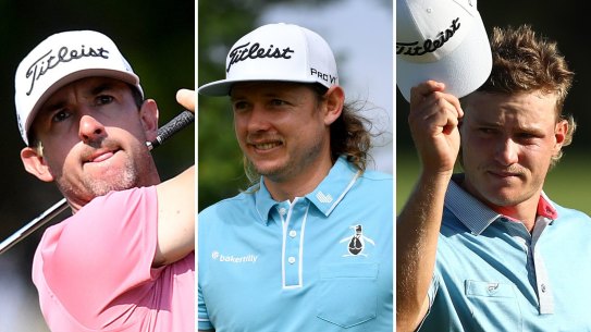 LIV Golf players Wade Ormsby, Cameron Smith and Jed Morgan.