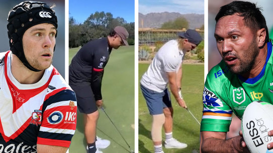 Fore: Luke Keary, Latrell Mitchell, Ryan Papenhuyzen and Jordan Rapana love their golf.