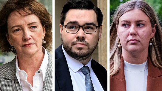 Fiona Brown, Bruce Lehrmann and Brittany Higgins.