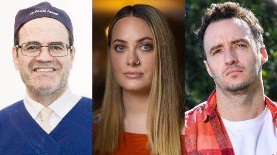 From left: Dr Daniel Lanzer and former staff members turned whistleblowers Lauren Hewish and Justin Nixon.