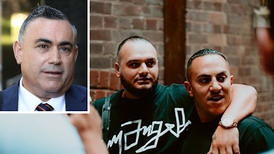 John Barilaro and rapper Ay Huncho, real name Ali Younes, with Andy Nahas.