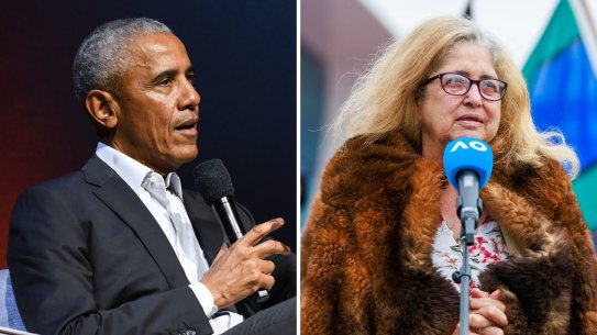 Former US president Barack Obama and Aunty Joy Murphy.