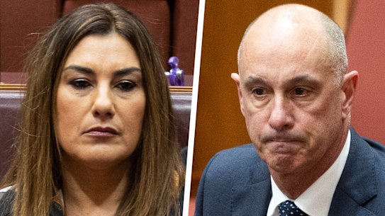 Senators Lydia Thorpe and David Van in the Senate on Wednesday.