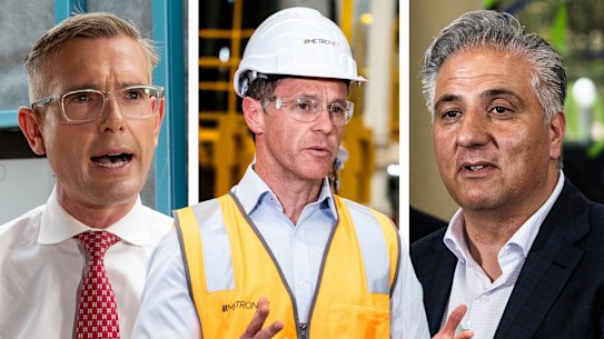 Dominic Perrottet, Chris Minns and Frank Carbone.