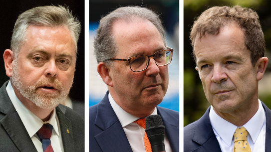 Anthony Roberts (left), Alister Henskens and Mark Speakman.