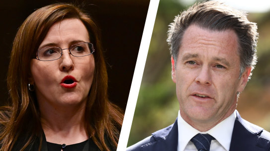 Bankstown MP Tania Mihailuk, who quit the Labor Party on Thursday, and NSW Labor leader Chris Minns.