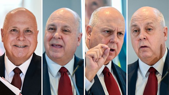 The many faces of Tim Pallas at Victoria budget lockdown.