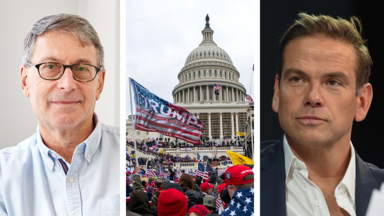 Eric Beecher, the chairman of Private Media, the publisher of Crikey; Trump supporters outside the Capitol in 2021, and Lachlan Murdoch.