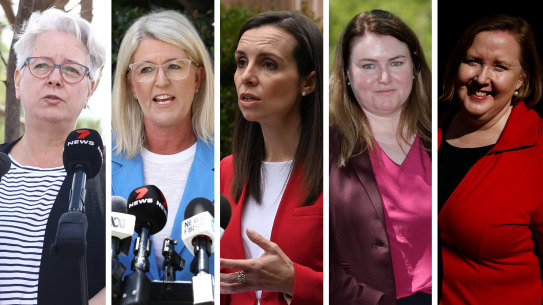 Penny Sharpe, Yasmin Catley, Courtney Houssos, Tara Moriarty and Jenny Aitchinson