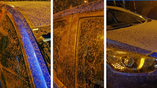 A car covered in smoke in Bardwell Park, in southern Sydney.