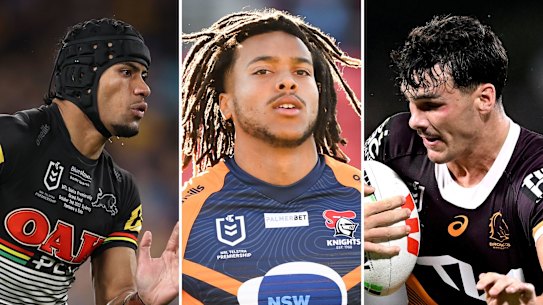 Penrith Panthers centre Stephen Crichton, Newcastle Knights winger Dominic Young and Brisbane Broncos centre Herbie Farnworth.