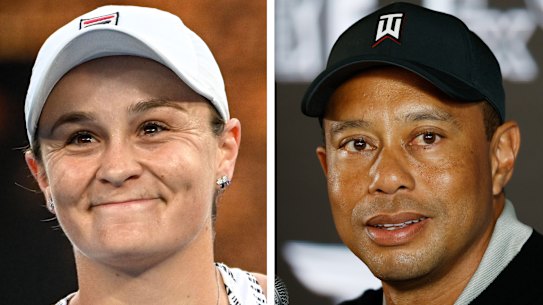 Ash Barty and Tiger Woods.