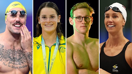 Compo Kyle Chalmers, Kaylee McKeown, mack Horton, Emma McKeon