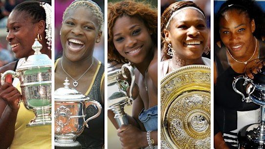 Serena Williams, grand slam titles won between 1999 and 2017.