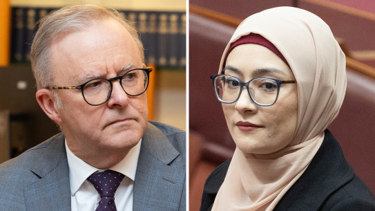 Anthony Albanese and Fatima Payman.