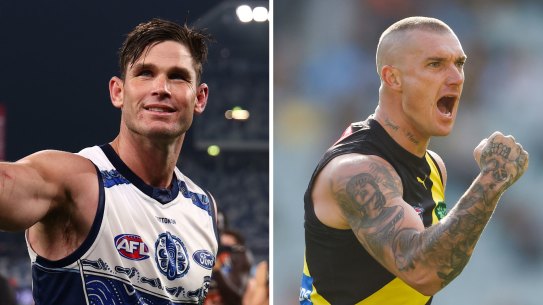 Tom Hawkins and Dustin Martin announced their AFL retirements on the same day.