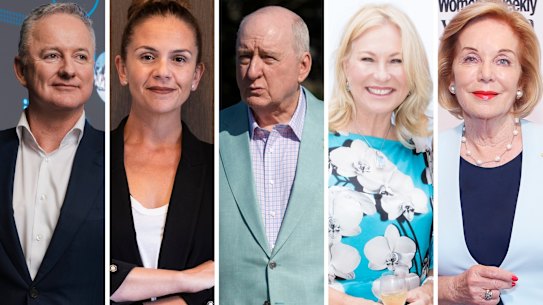 Hugh Marks, Melanie Silva, Alan Jones, Kerrie-Anne Kennerley and Ita Buttrose. 