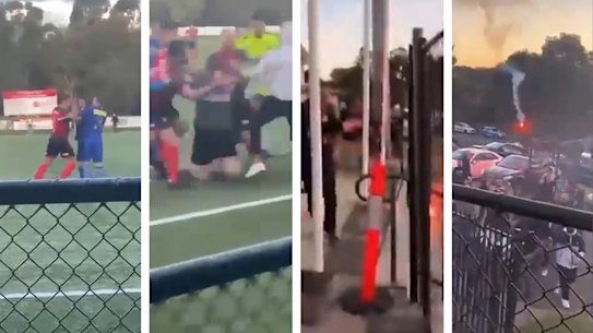 Two men have been injured following a brawl at a soccer game in Sydney’s south on Sunday.