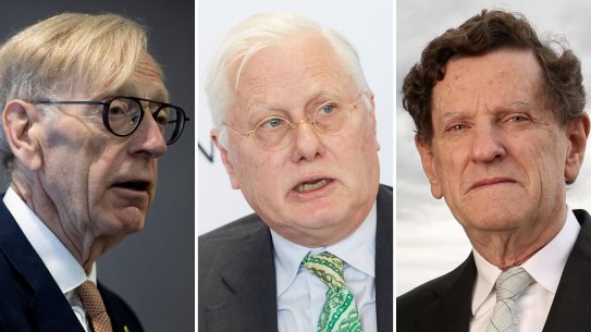 Voice advocates (from left) Kenneth Hayne, Bret Walker and Robert French dismissed suggestions the Voice would lead to a deluge of court litigation.