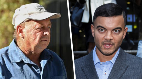 Phillip Hanslow (left) leaves Waverley Court. Hanslow allegedly made death threats against his neighbour Guy Sebastian.