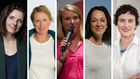 “Teal” independents Allegra Spender, Zoe Daniel, Kylea Tink, Sophie Scamps and Kate Chaney.