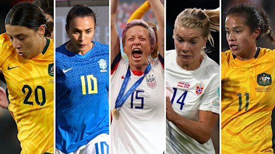 Sam Kerr, Marta, Megan Rapinoe, Ada Hegerberg and Mary Fowler.