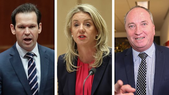 Nationals Matt Canavan, Bridget McKenzie and Barnaby Joyce.