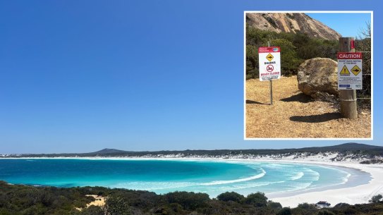 Wharton Beach near Esperance has been closed following a shark attack on Monday. 