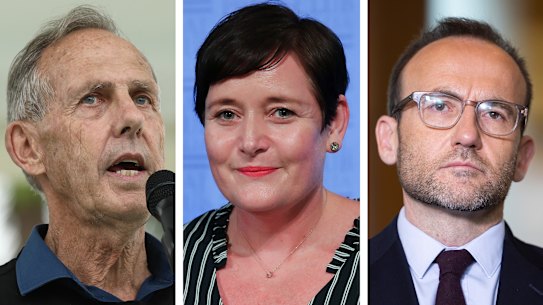 Bob Brown, Kelly O’Shannassy, Adam Bandt.