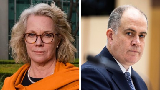 ABC board member Laura Tingle (left) has defended her decision to back managing director David Anderson (right) after staff passed a vote of no confidence in him.