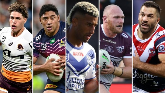 Reece Walsh, Jason Taumalolo, Viliame Kikau, Matt Lodge and James Tedesco.