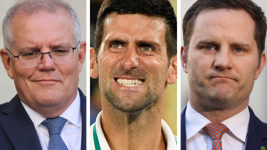 Scott Morring, Novak Djokovic, and Alex Hawke.