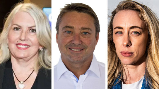 Former Liberal councillors Karina Page, Stuart Sprott and Georgia Ryburn.