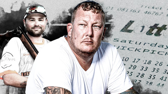 Wesley Turner, centre, says his life was turned upside down by an investment scheme run by Trent Bowden, left.