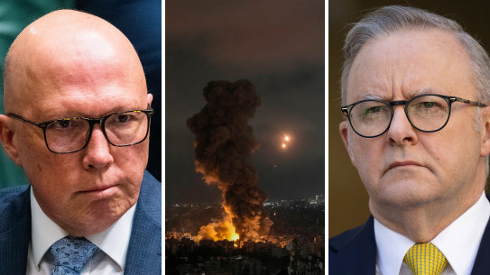 Peter Dutton’s simple, direct message on the conflict in the Middle East is cutting through more than Anthony Albanese’s more nuanced view.