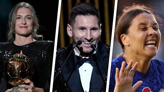 Alexia Putellas, Lionel Messi and Samantha Kerr.