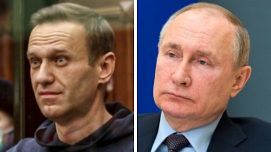 Alex Navalny and Vladimir Putin.