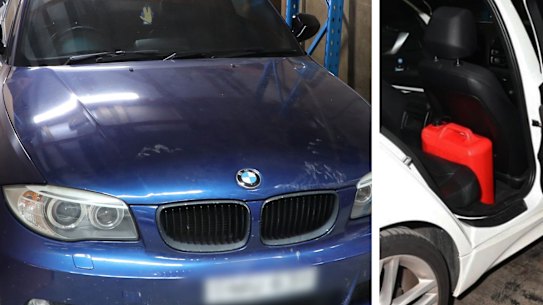 Police said they found jerry cans inside the vehicles.