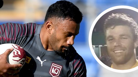 Francis Molo, who will make his Maroons debut on Sunday, Inset, James Ackerman.