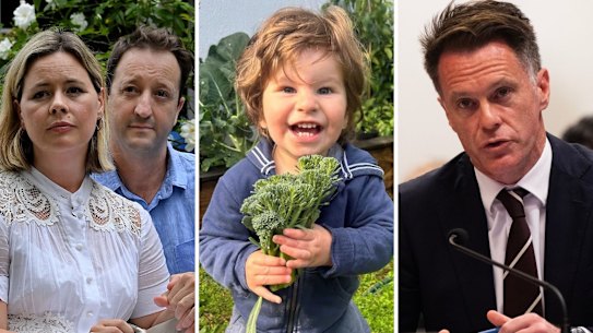 Danny and Elouise Massa, their son Joe, and NSW Premier Chris Minns.