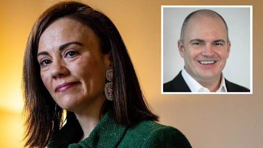 Planning Minister Lizzie Blandthorn and (inset) her brother, John-Paul Blandthorn, a director of  Labor-linked lobbying firm Hawker Britton.