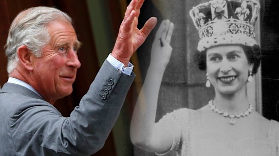 Prince Charles; the newly installed Queen in 1953.