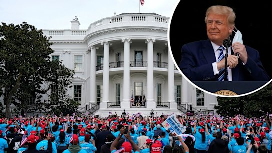 Composite image of donald trump at the white house