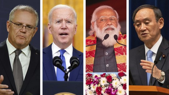 The leaders of the Quad - Australia, the US, India and Japan - will hold their first summit together.