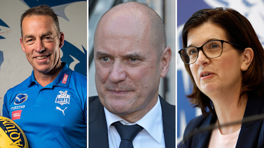 Alastair Clarkson, Peter Jackson and Sonja Hood. 