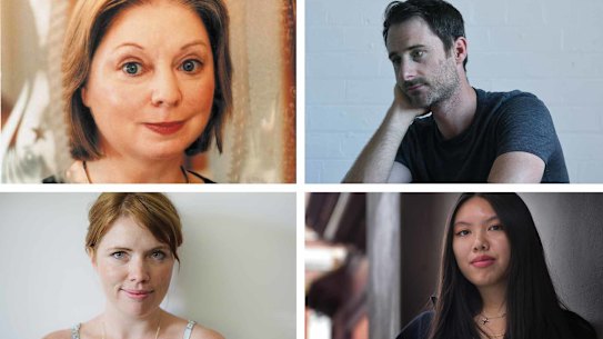 From top left writers, HilaryMantel, Craig Silvey, Jamie MarinaLau and Clementine Ford. 
