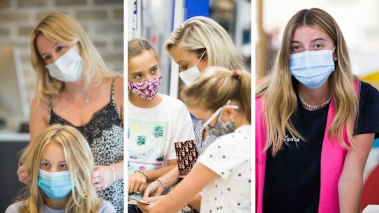 Composite image of people in the northern beaches wearing masks. 