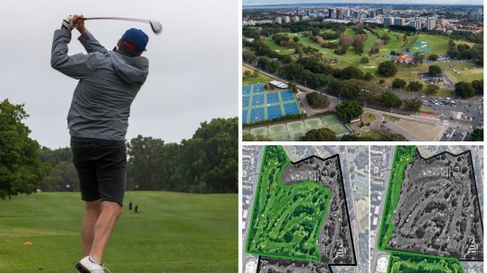 A golfer at Moore Park Golf Course. The City of Sydney is proposing to halve the course and turn the other half into parkland.