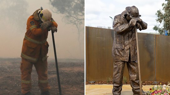 Bronze statue of firefighter photo by Alex Ellinghausen.