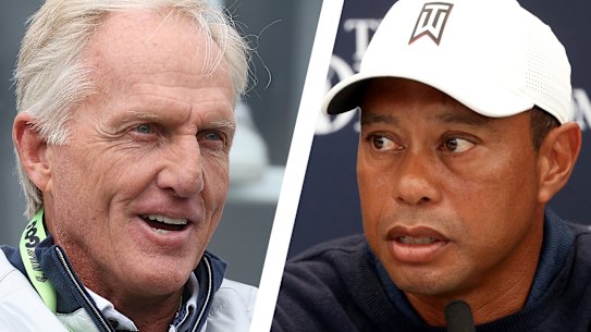 Greg Norman and Tiger Woods 